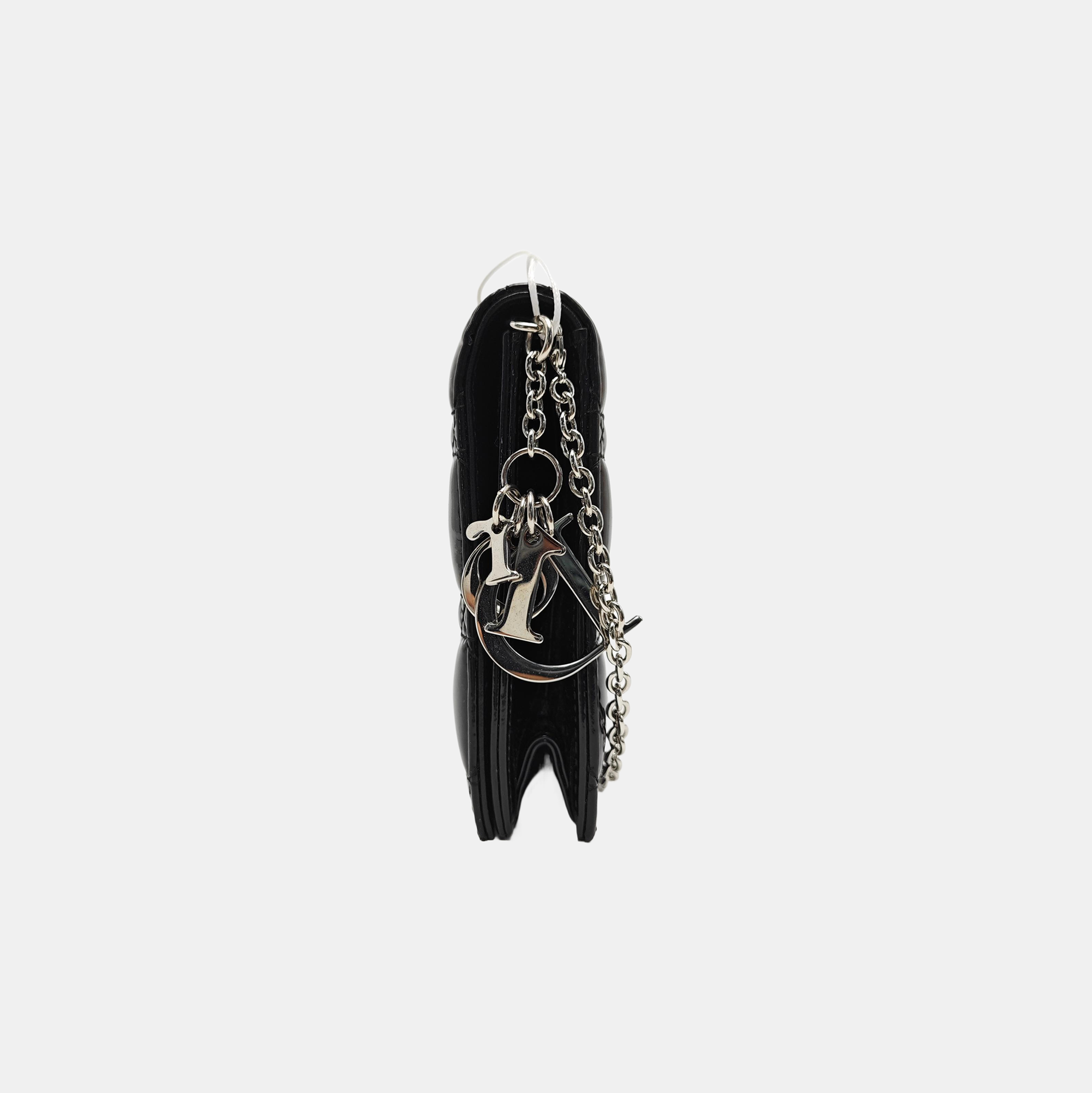 Lady Dior Medium Cannage Patent Leather Black