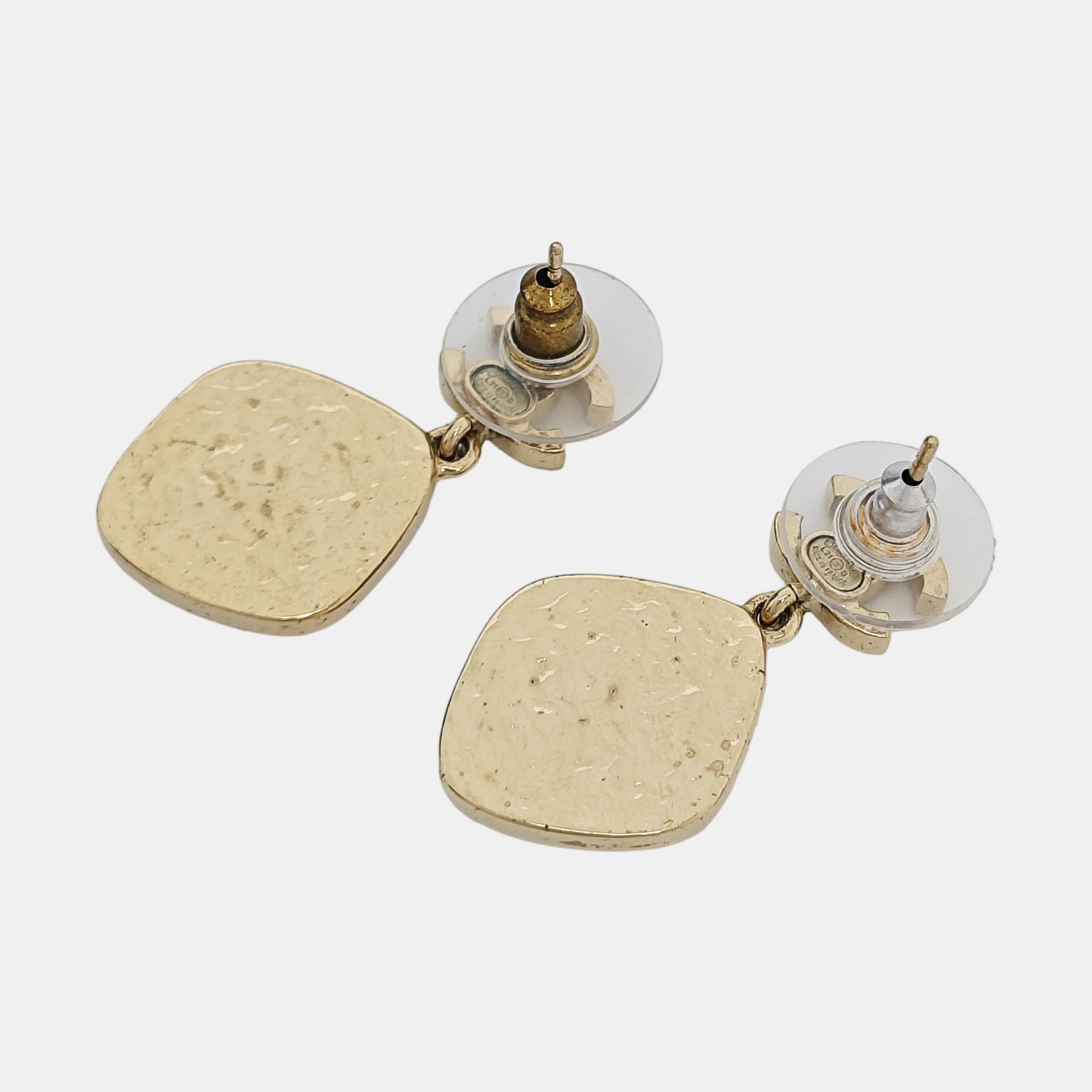 CC Logo Metal Gold Stud Earrings