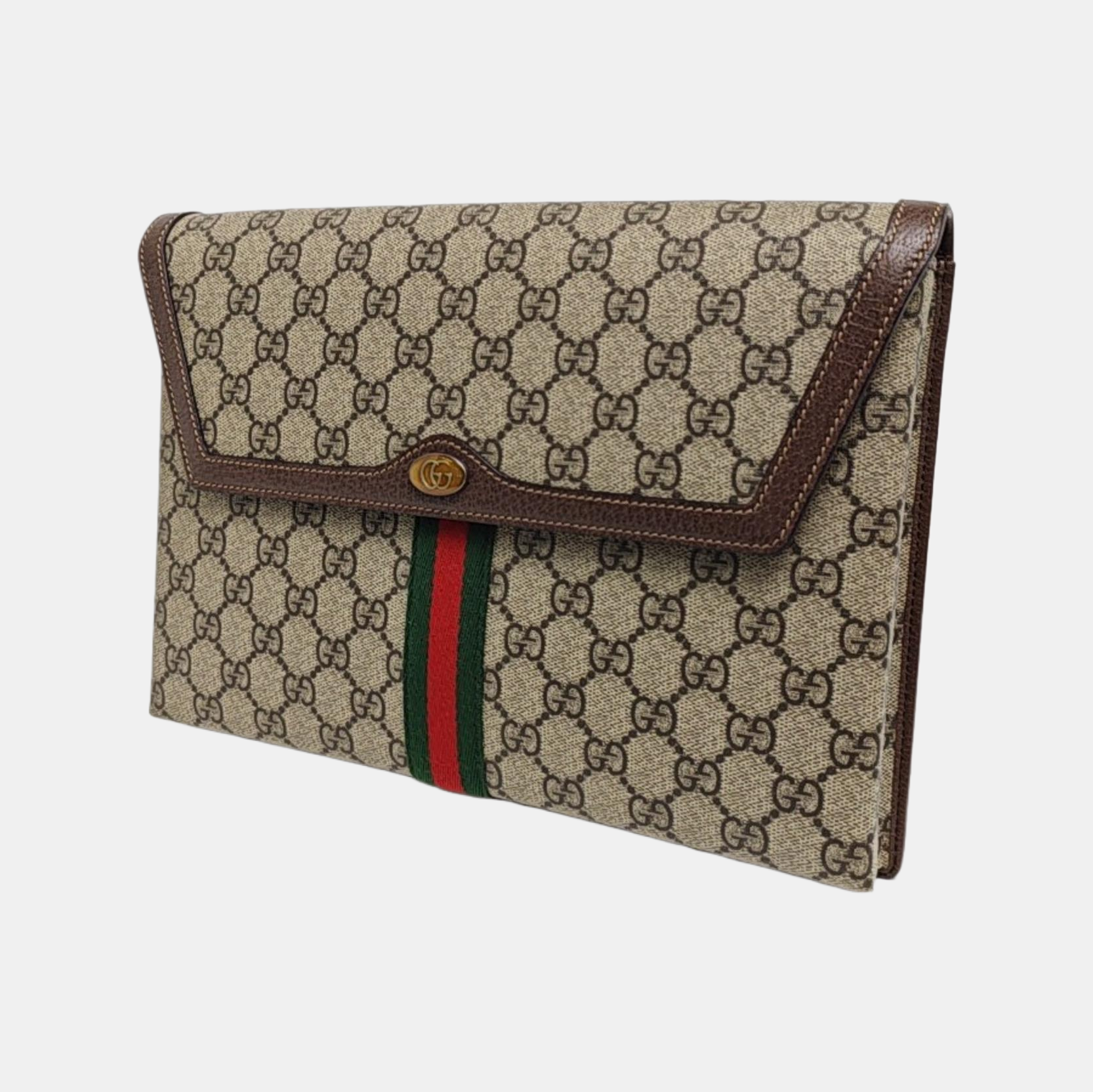 Monogram Coated Canvas Clutch Beige