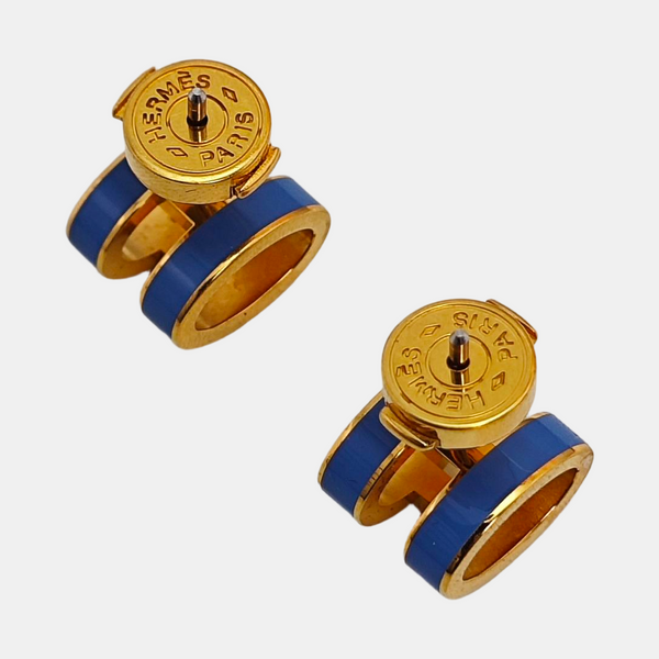 Pop H Metal Blue Stud Earrings