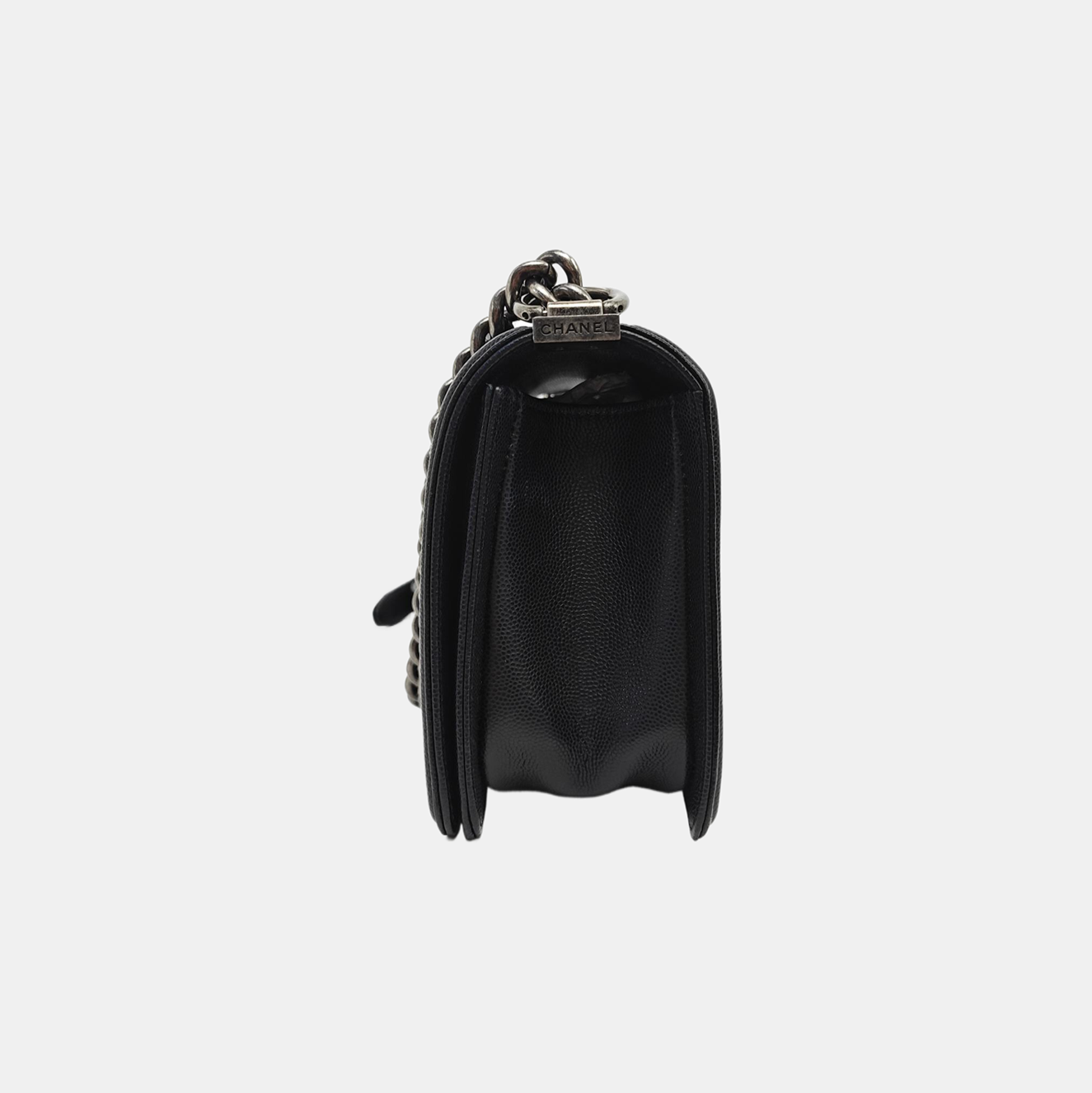 BOY CHANEL Medium Quilted Grained Calfskin Black