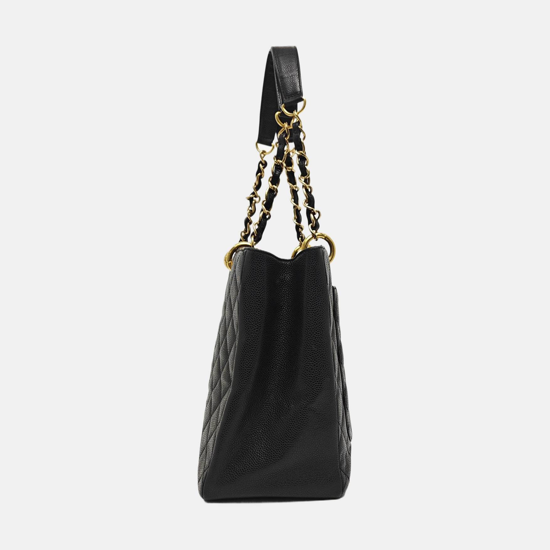 Chanel GST Large en Piel de Becerro Granulada Acolchada Negra