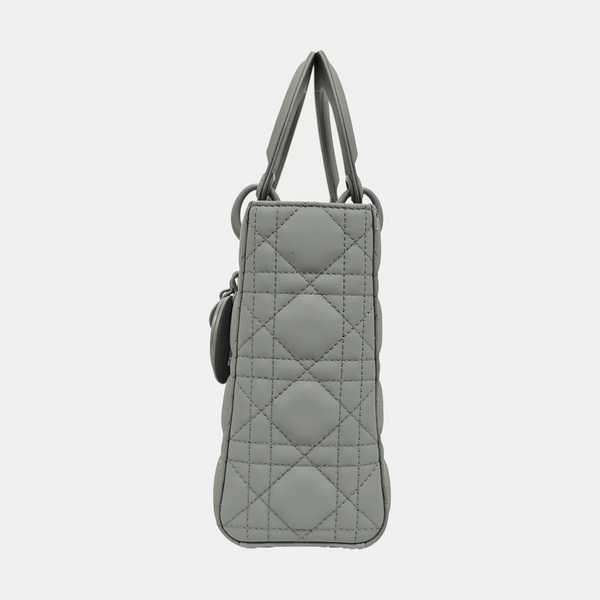 Lady Dior Small Cannage Lambskin Gray