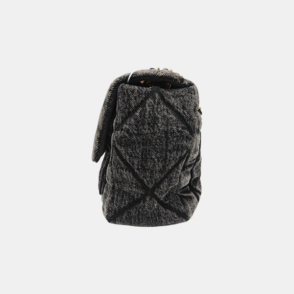 Quilted Denim Shoulder Bag Black