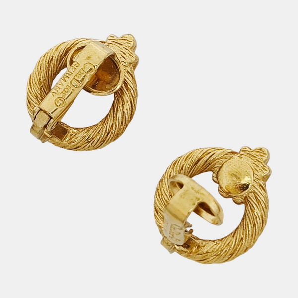 Twist Round Metal Gold Clip On Earrings