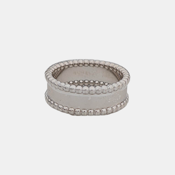 Perlée Signature 18k White Gold Silver Ring EU 58