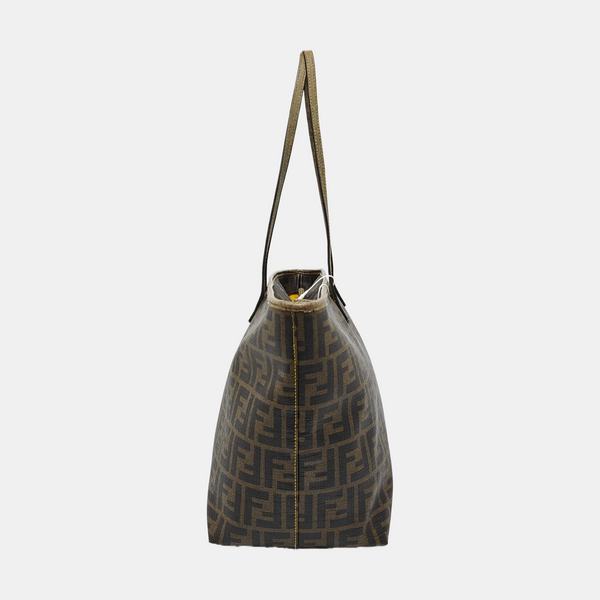 Coated Canvas Tote Bag Brown