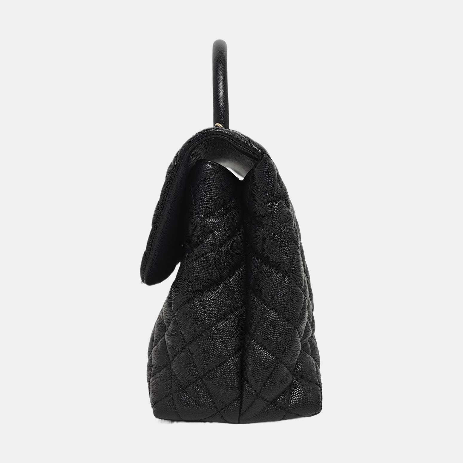 COCO HANDLE Large Quilted Grained Calfskin Black
