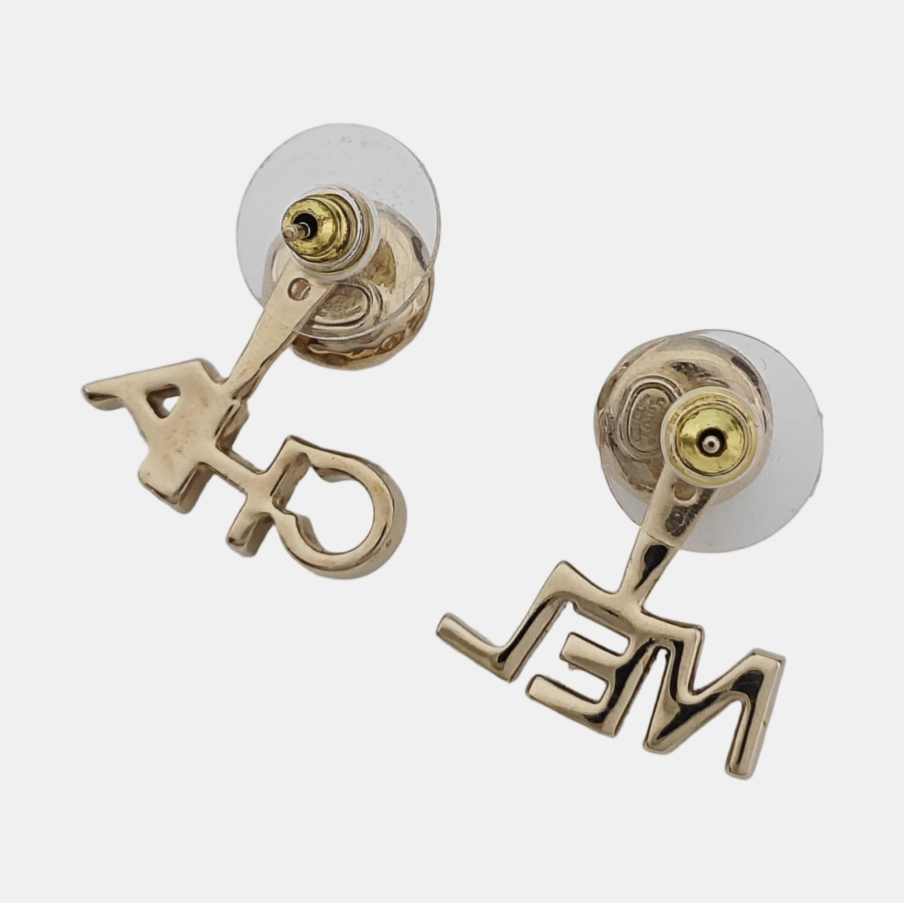 CC Logo Faux Pearl Gold Earrings