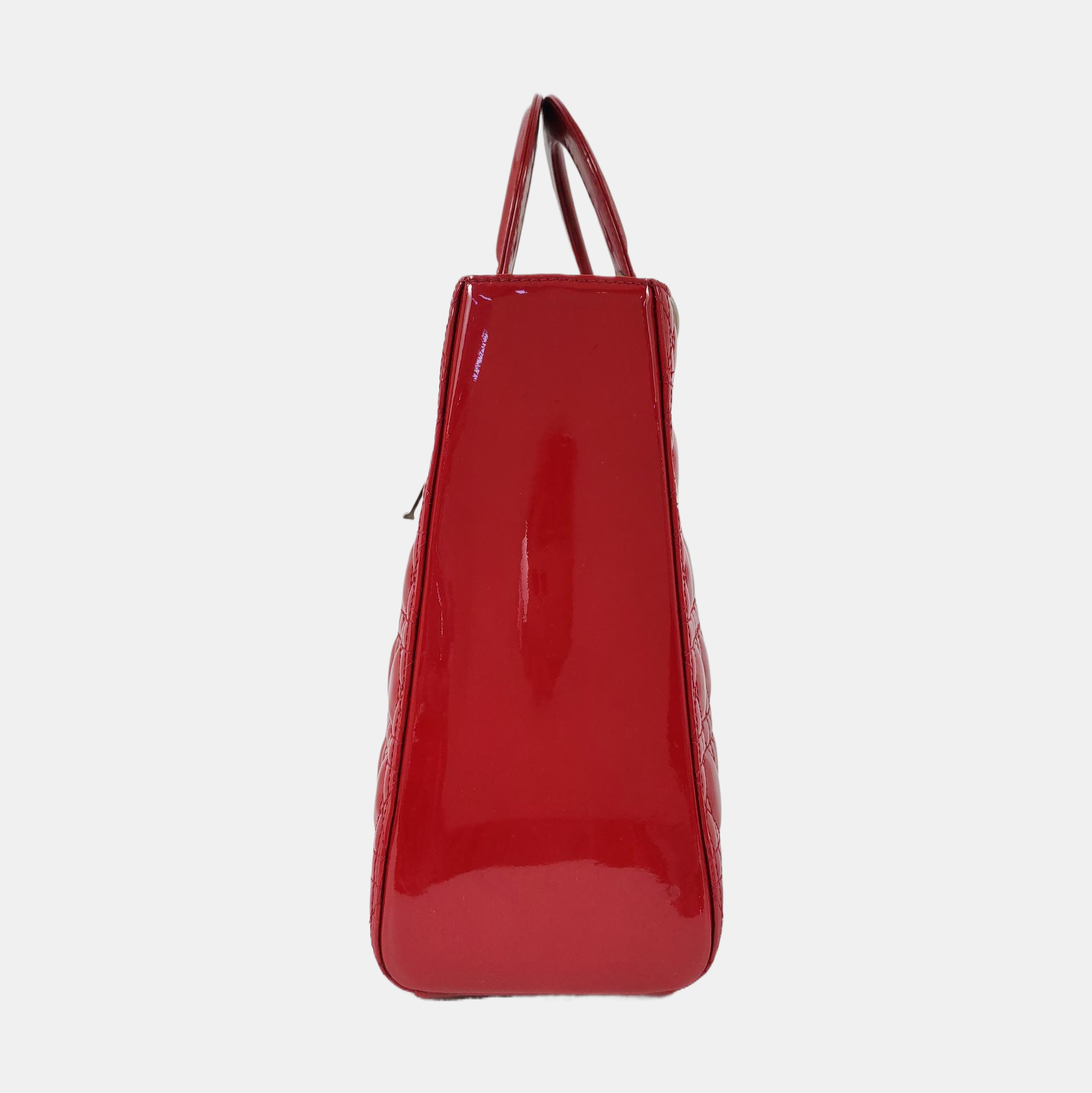 Lady Dior Large Cannage Patent Leather Red