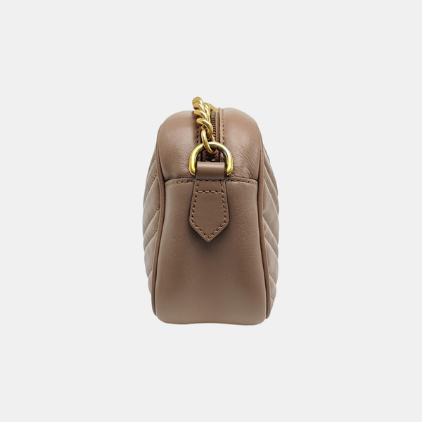 GG Marmont Small Quilted Calfskin Beige