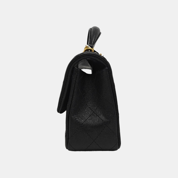 CLASSIC FLAP Mini Quilted Grained Calfskin Black