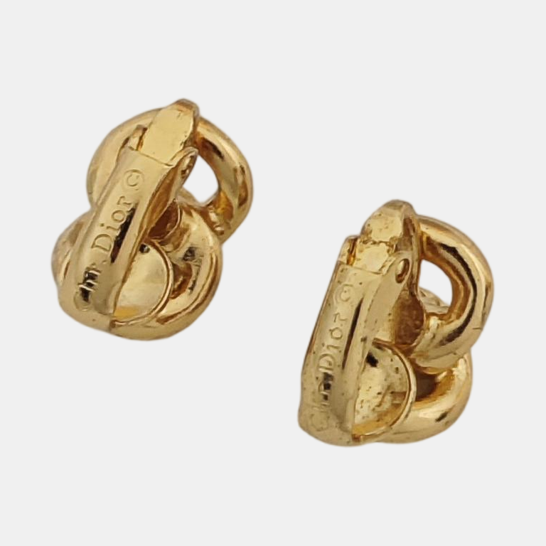 Twist Round Metal Gold Clip On Earrings