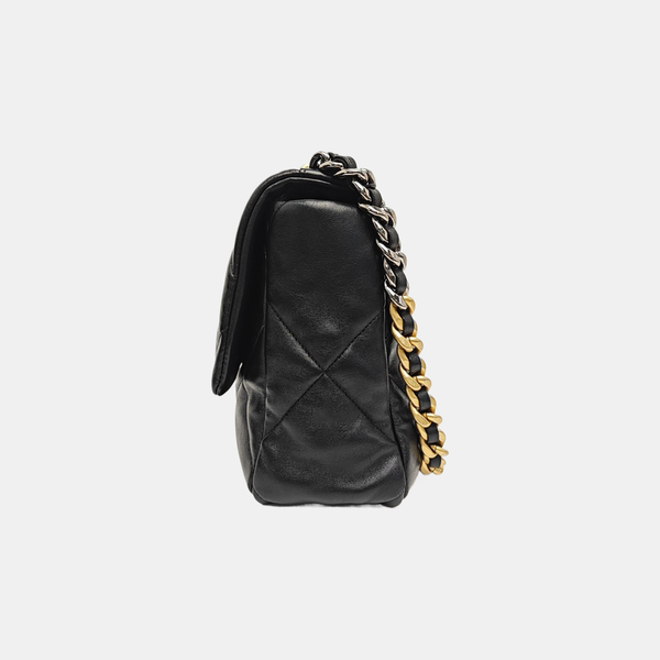 CHANEL 19 Large Quilted Lambskin Black