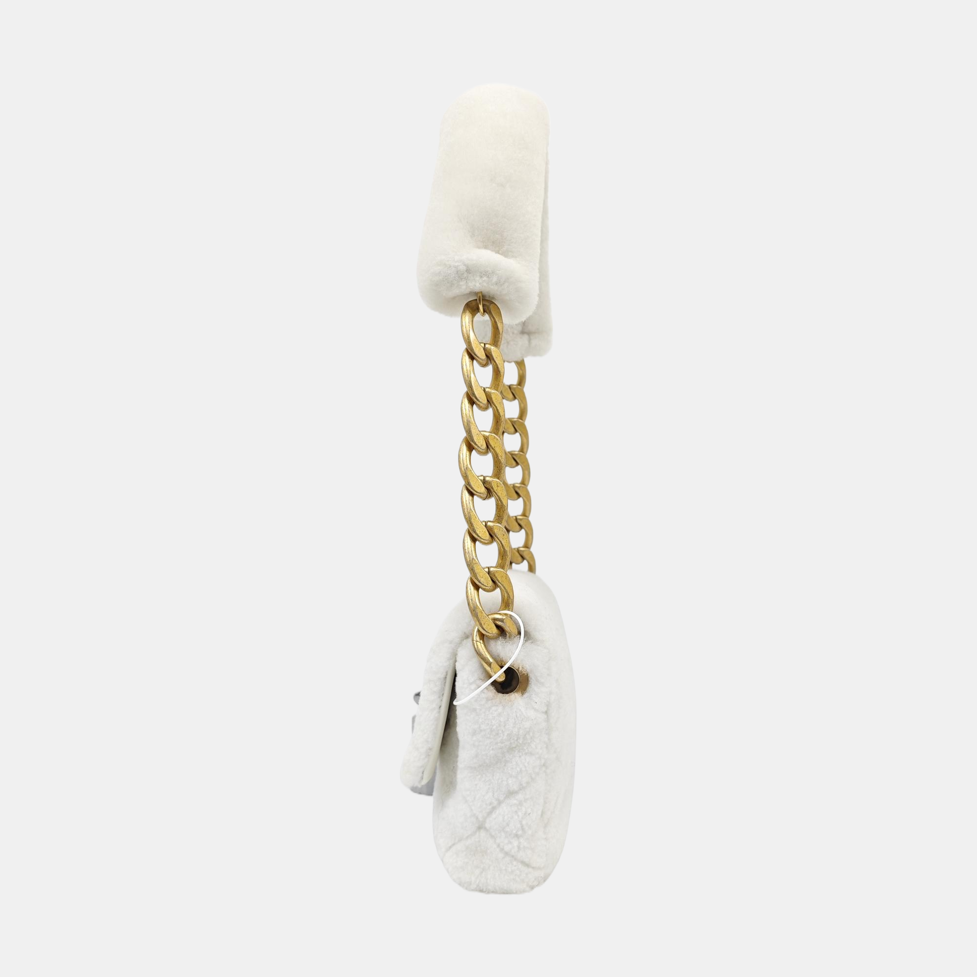 Quilted Sheepskin Shoulder Bag White