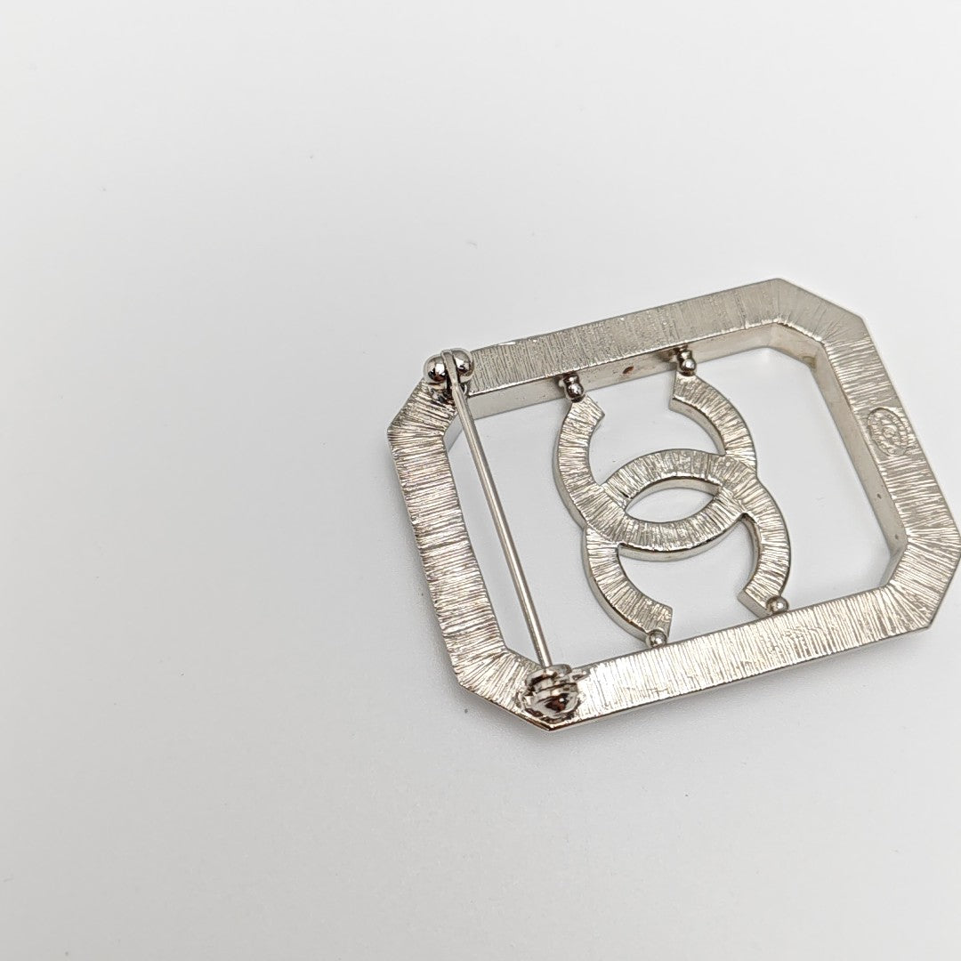 CC Logo Metal Silver Brooch