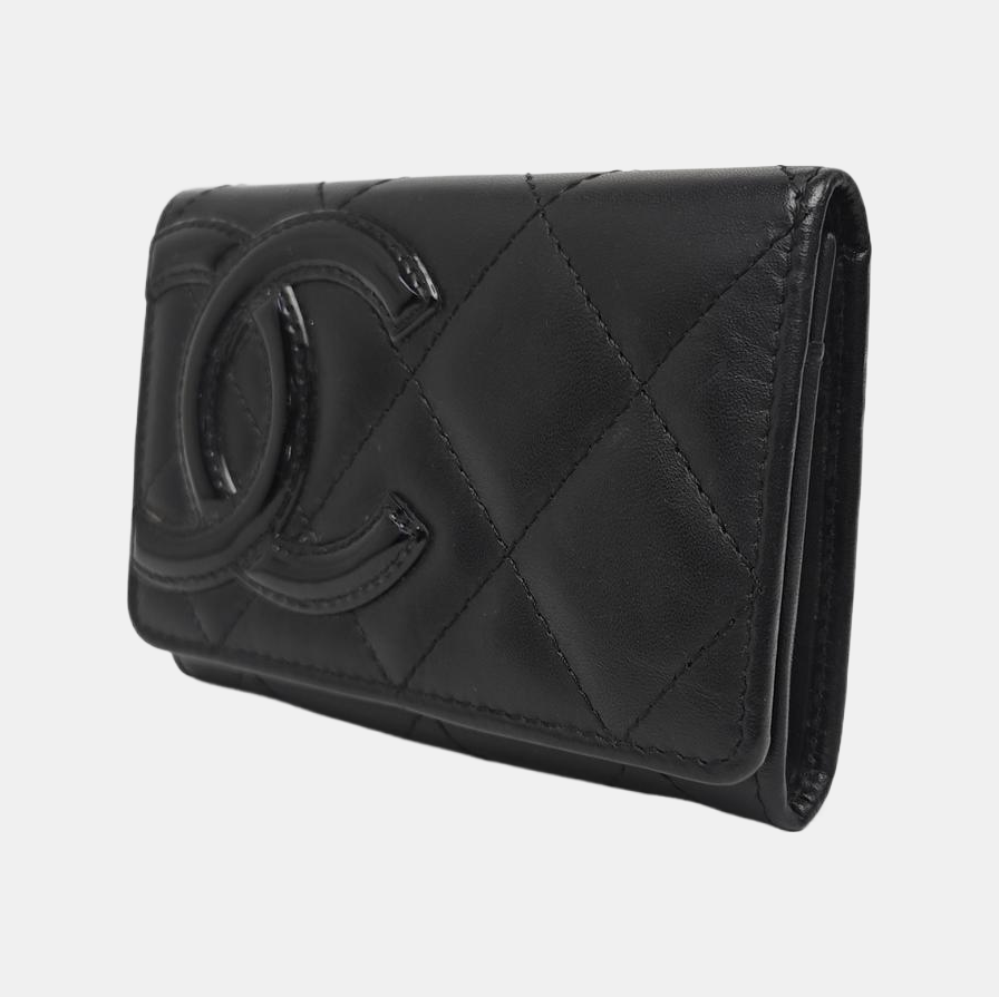 CAMBON Quilted Calfskin Black Coin Purse