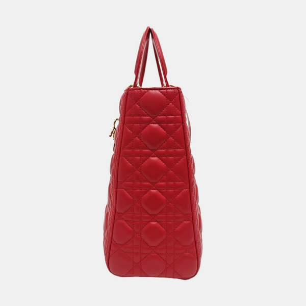 Lady Dior Large Cannage Lambskin Red