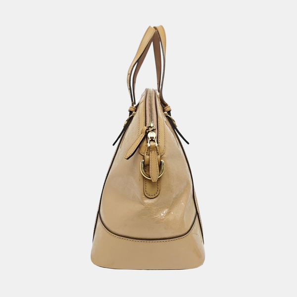Monogram Patent Leather Shoulder Bag Beige
