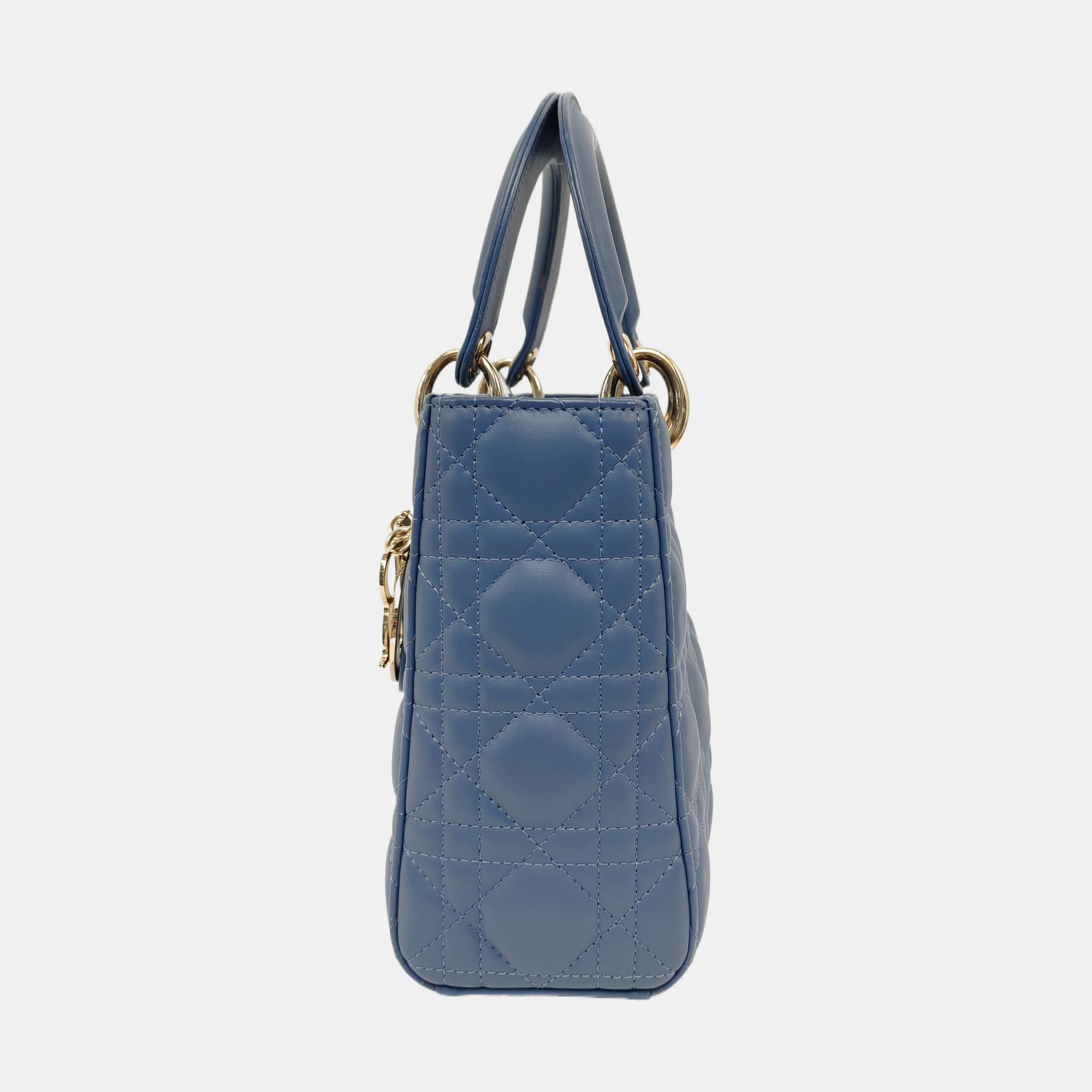 Lady Dior Small Cannage Lambskin Blue