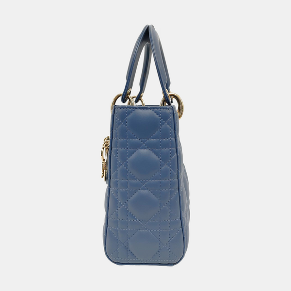 Lady Dior Small Cannage Lambskin Blue