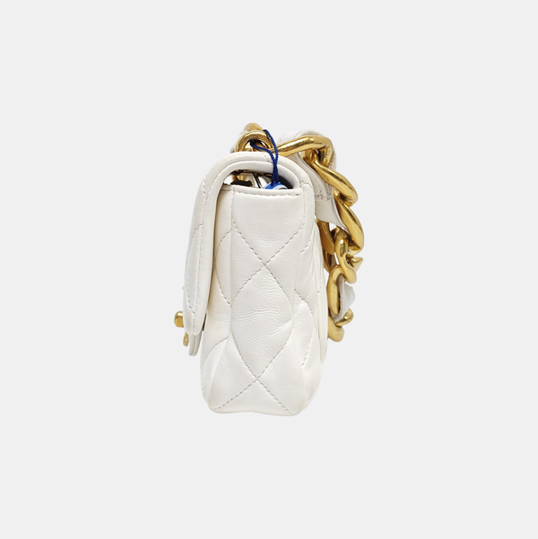 Quilted Lambskin Shoulder Bag Mini White