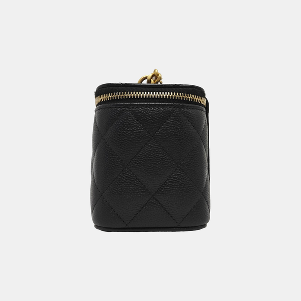VANITY CASE Small Quilted Grained Calfskin Black