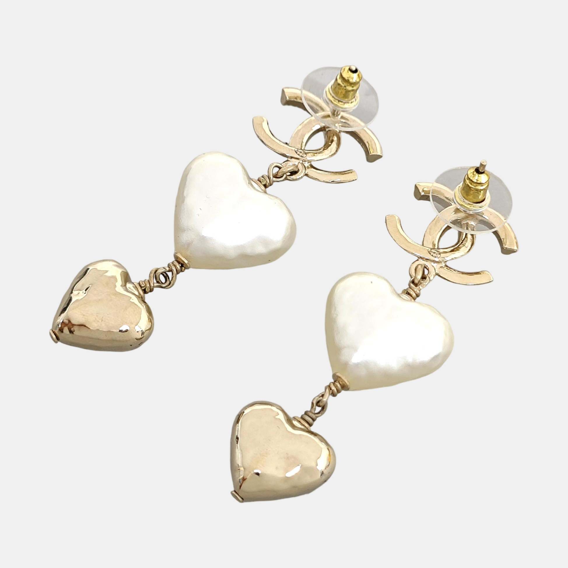 CC Logo Metal Gold Stud Earrings