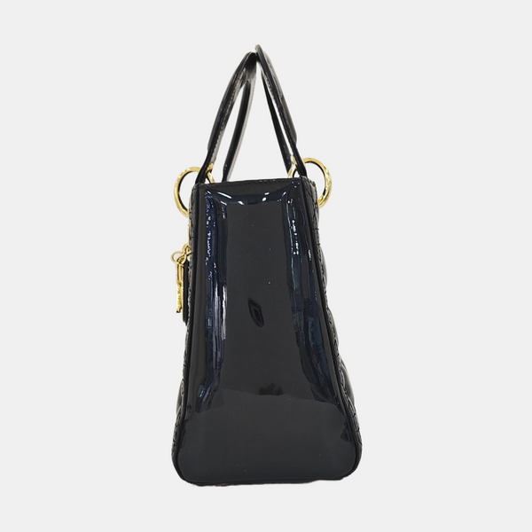 Lady Dior Medium Cannage Patent Leather Black