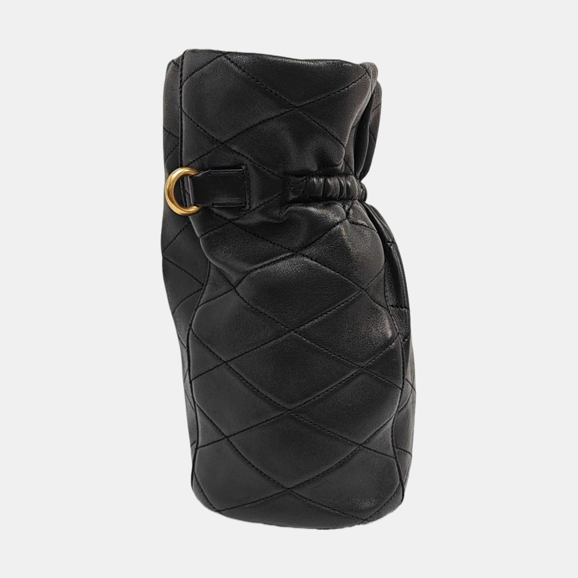 Quilted Lambskin Bucket Bag Black