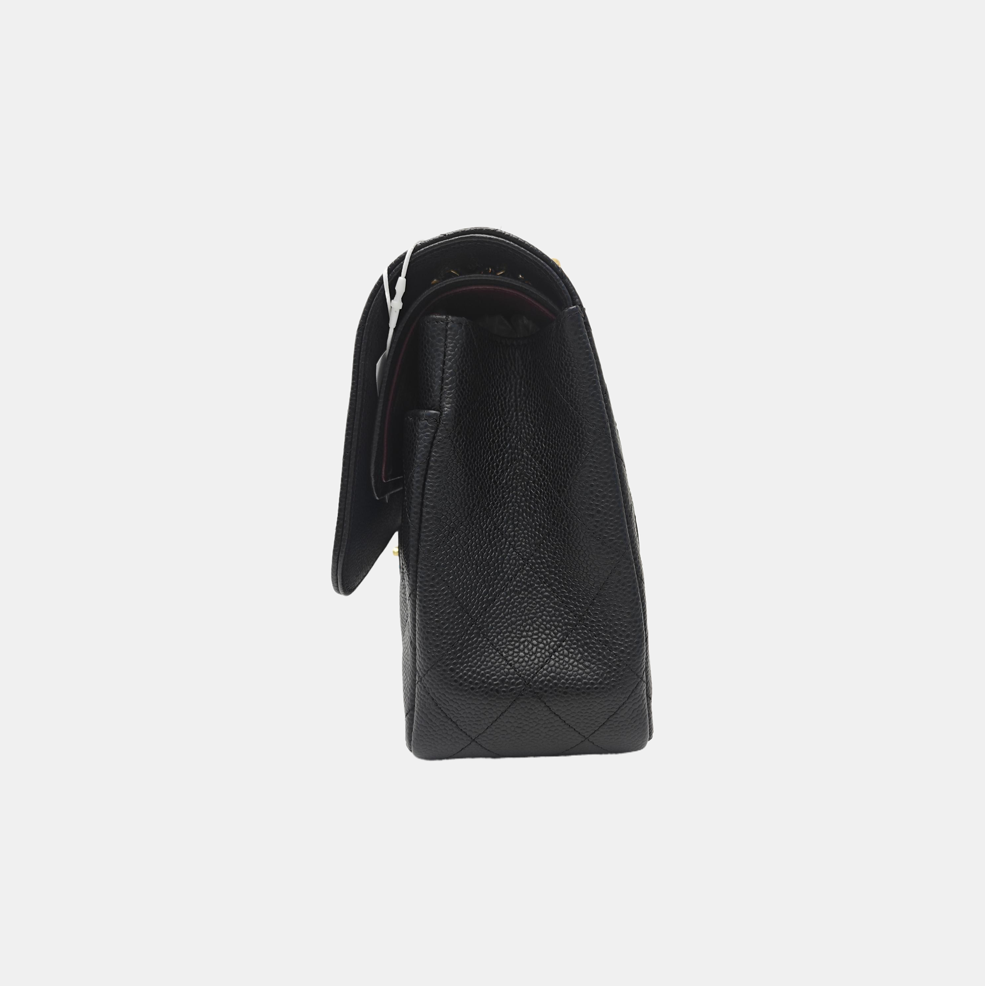 Quilted Grained Calfskin Shoulder Bag Large Black