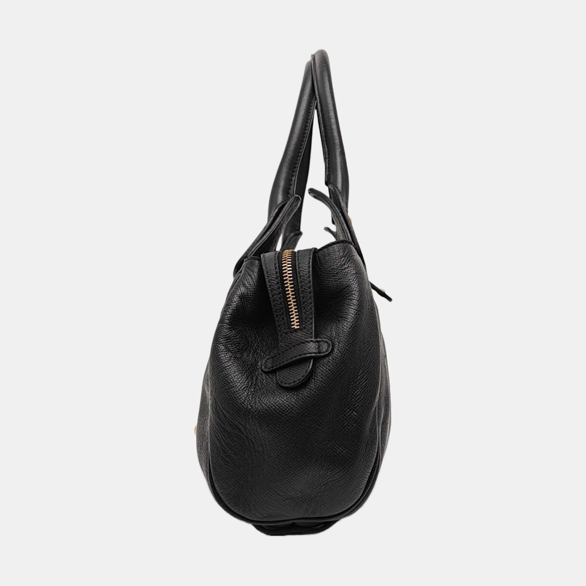 Calfskin Top Handle Bag Black