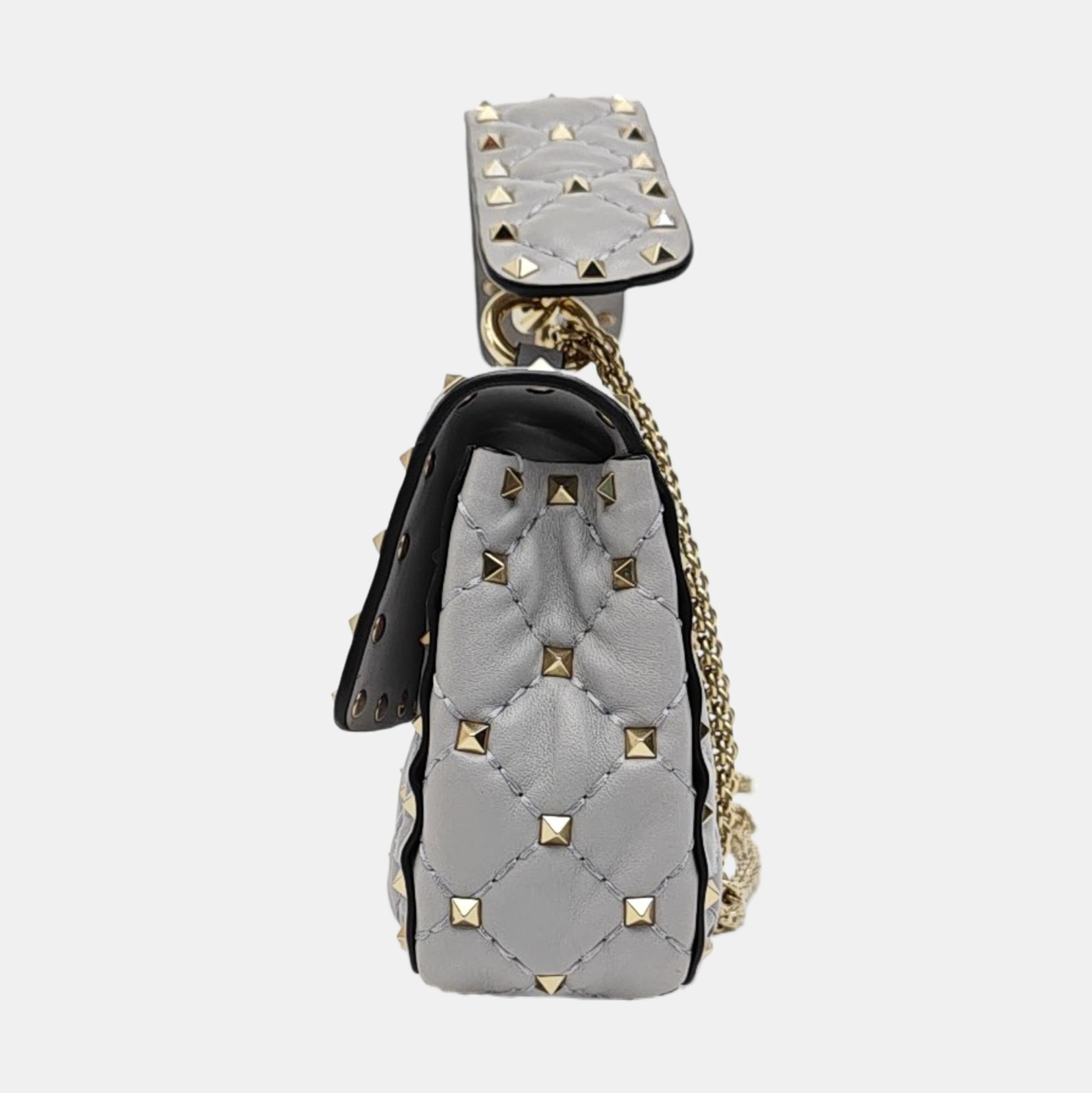 Spike Up Quilted Lambskin Gray