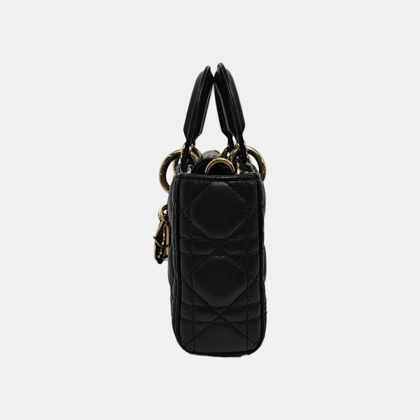 Lady D-Joy Small Quilted Lambskin Black