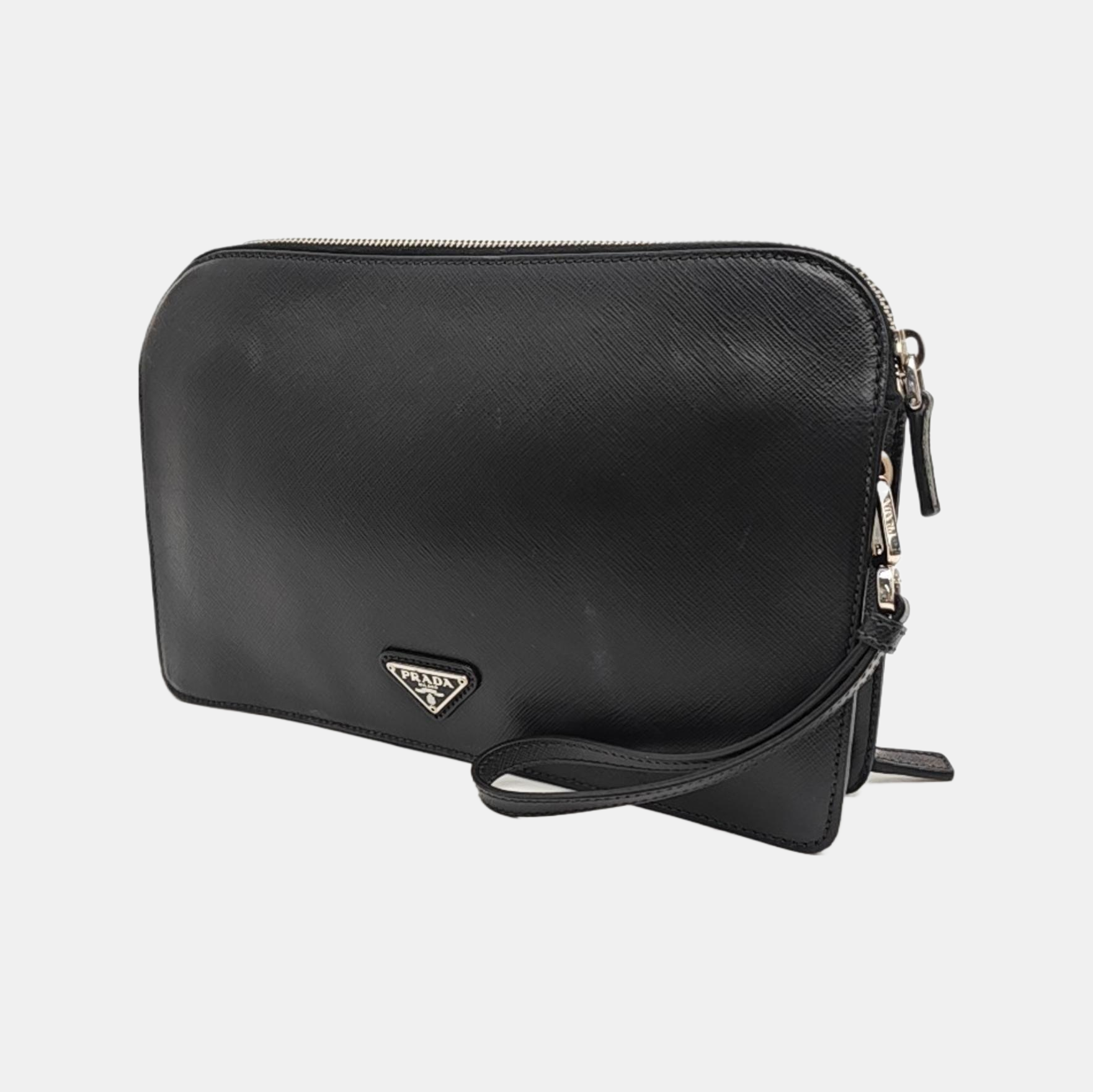 Saffiano Calfskin Clutch Black