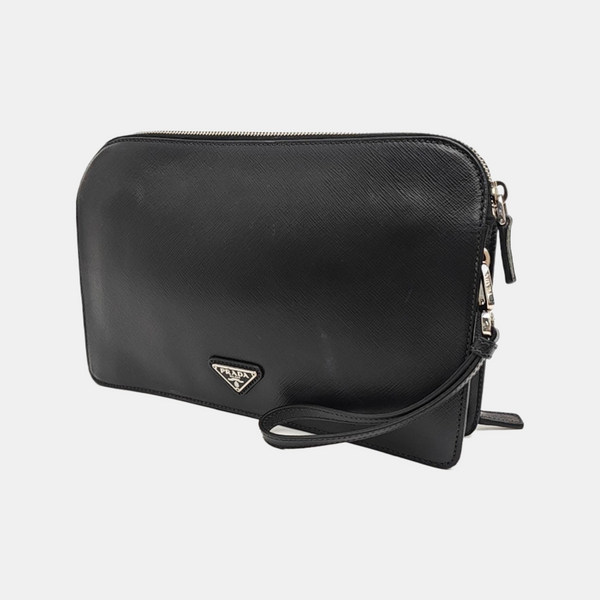Saffiano Calfskin Clutch Black