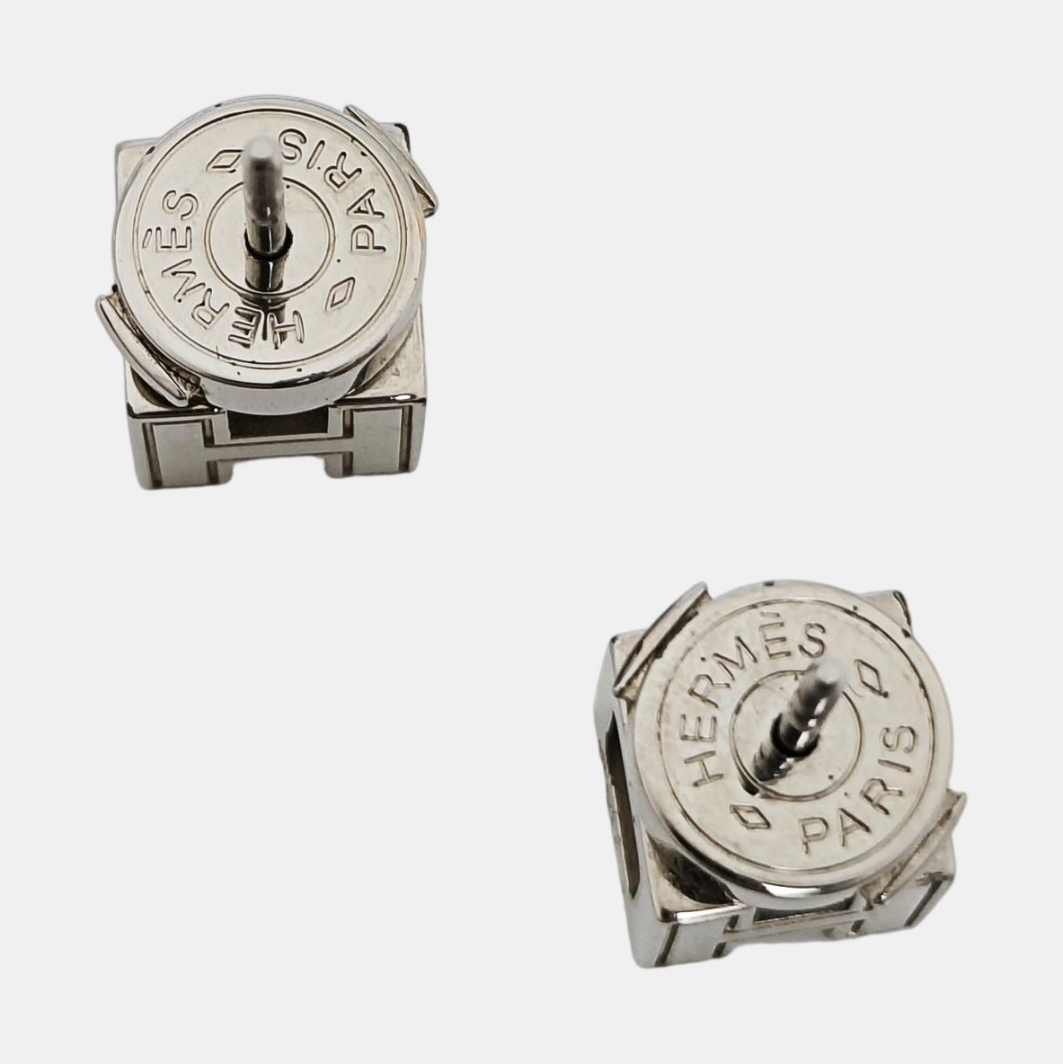 Cage D'h Metal Silver Stud Earrings