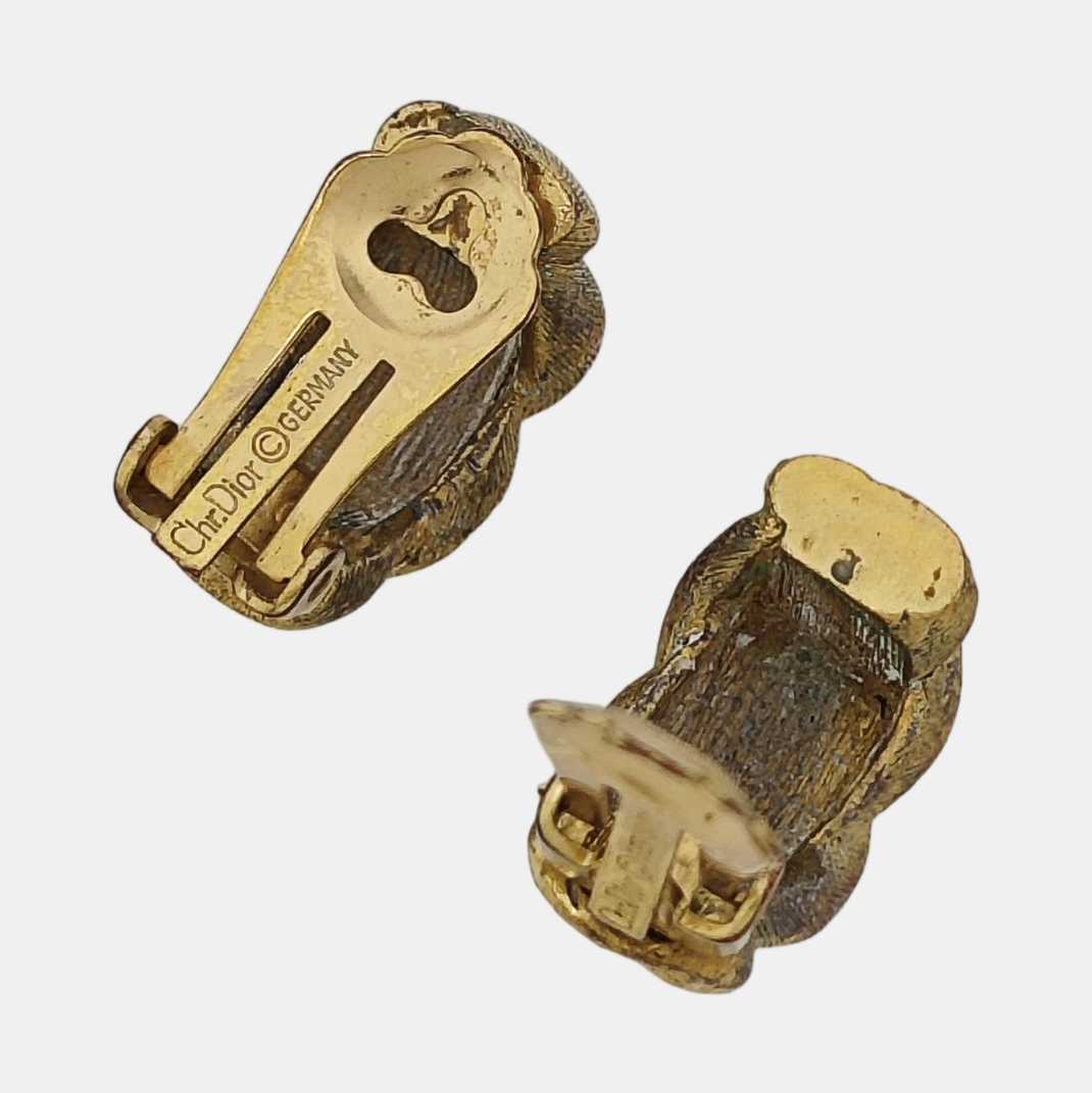 Twist Round Metal Gold Clip On Earrings