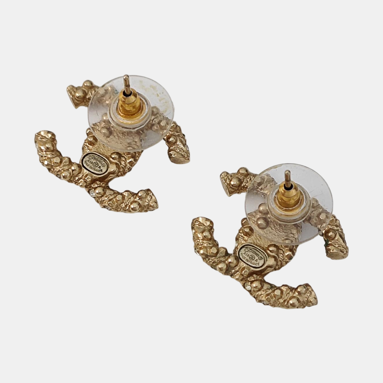 CC Logo Metal Gold Stud Earrings