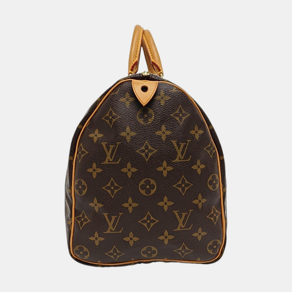 Authenticated pre-owned  SPEEDY 35 Monogram Coated Canvas Brown - Top Handle Bag at Looply