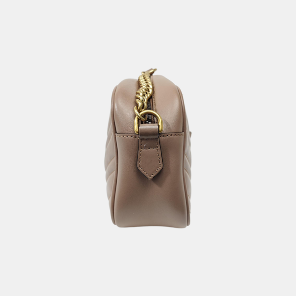GG Marmont Small Quilted Calfskin Beige