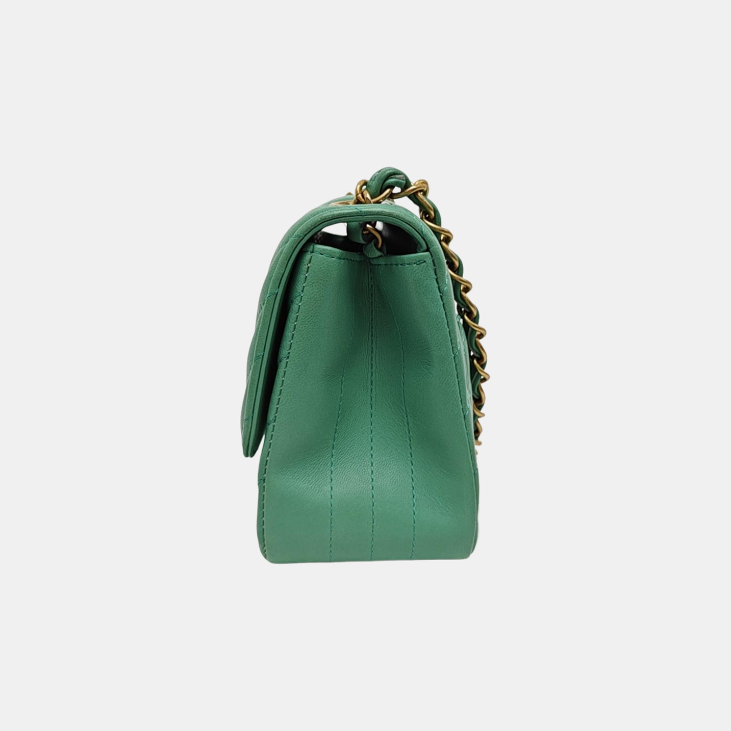 CLASSIC FLAP Mini Chevron Calfskin Green