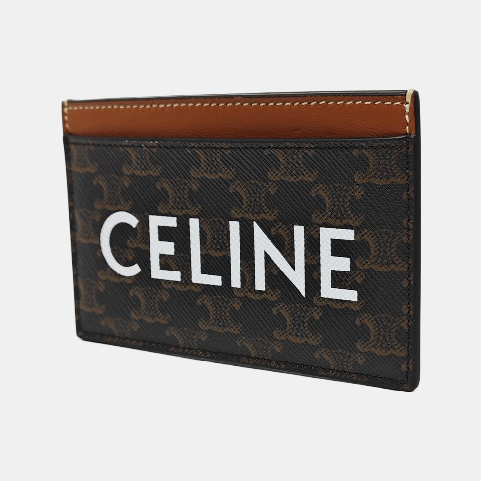Coated Canvas Card Holder Brown