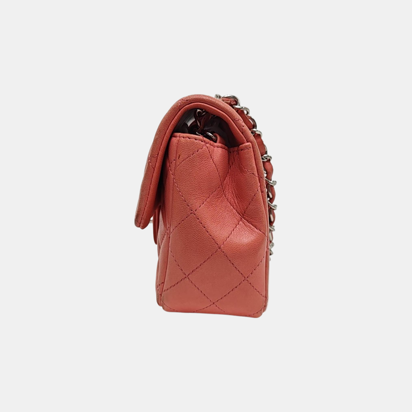 CLASSIC FLAP Mini Quilted Grained Calfskin Pink