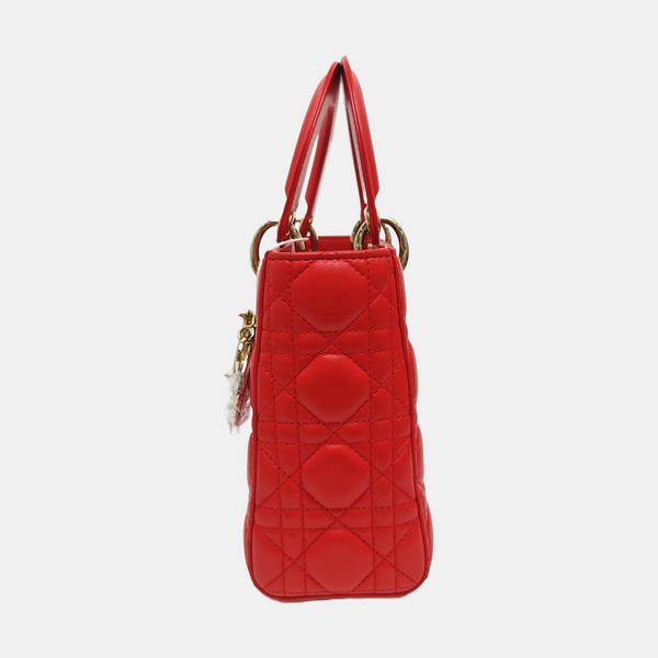 Lady Dior Small Cannage Lambskin Red