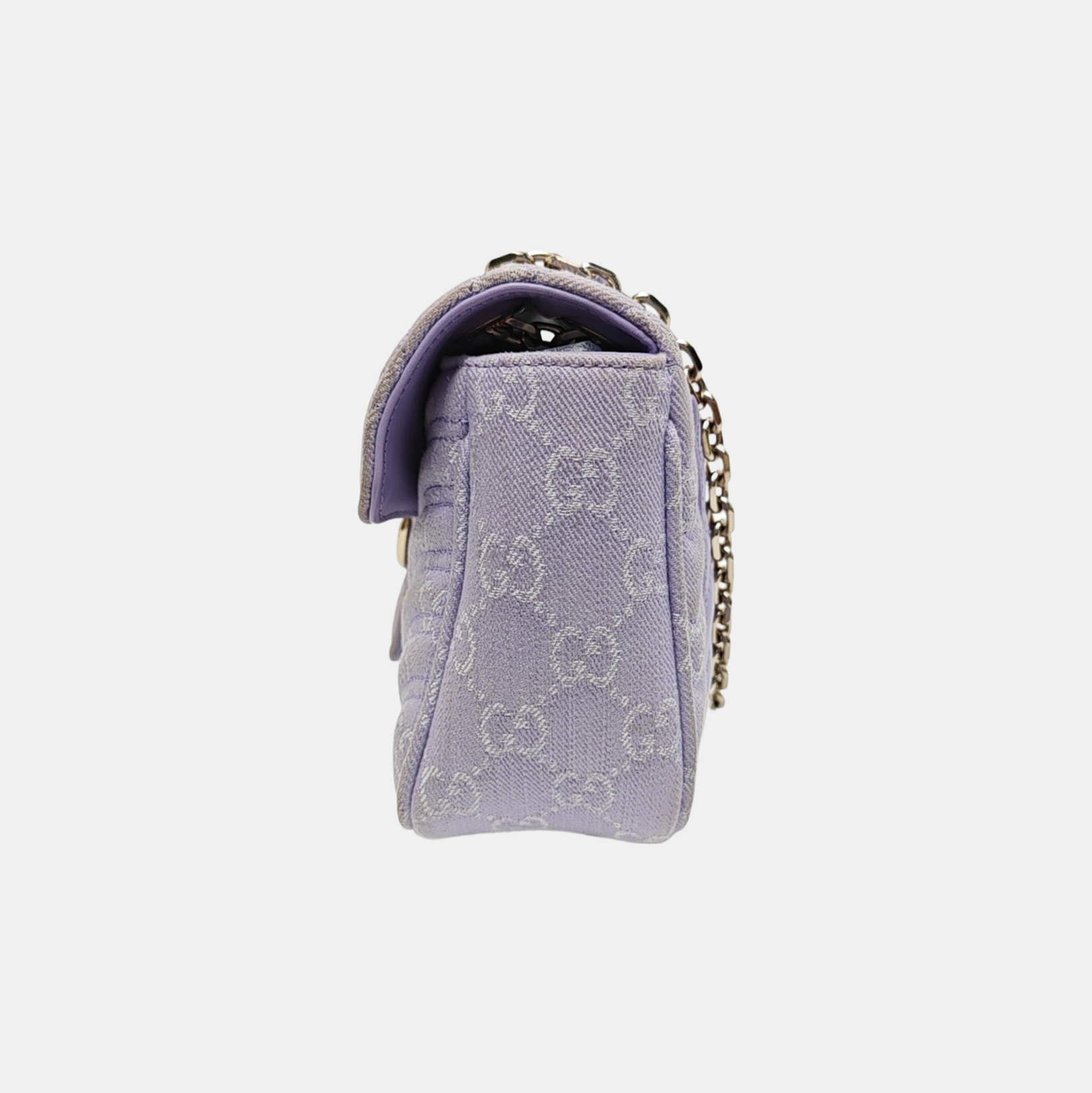 GG Marmont Medium Quilted Denim Purple