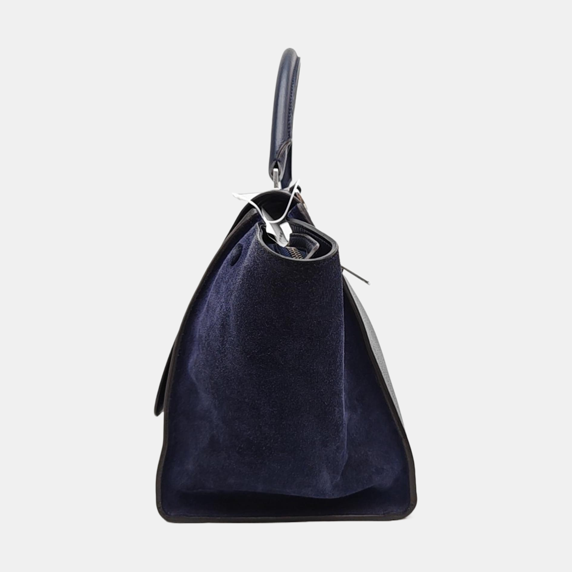 TRAPEZE Medium Calfskin Blue