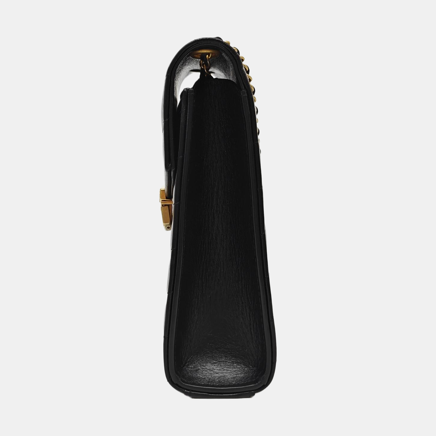 Chevron Calfskin Shoulder Bag Black