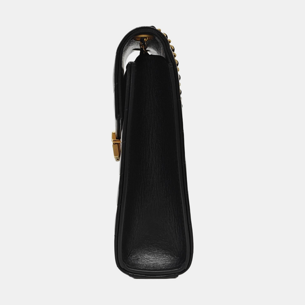 Chevron Calfskin Shoulder Bag Black