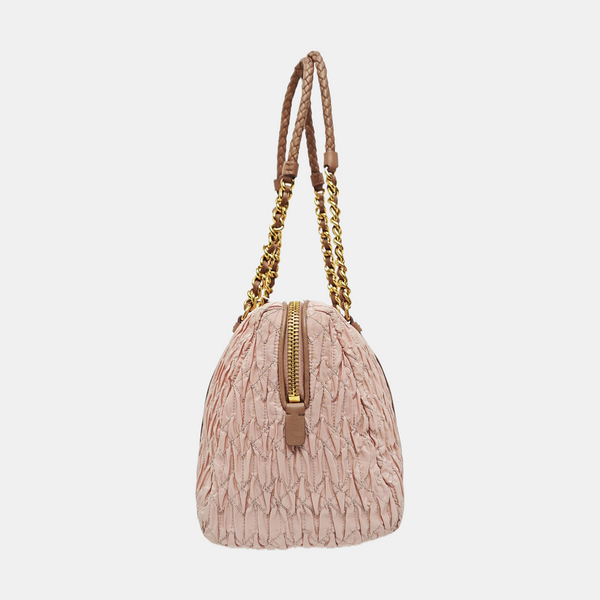 Quilted Canvas Shoulder Bag Pink